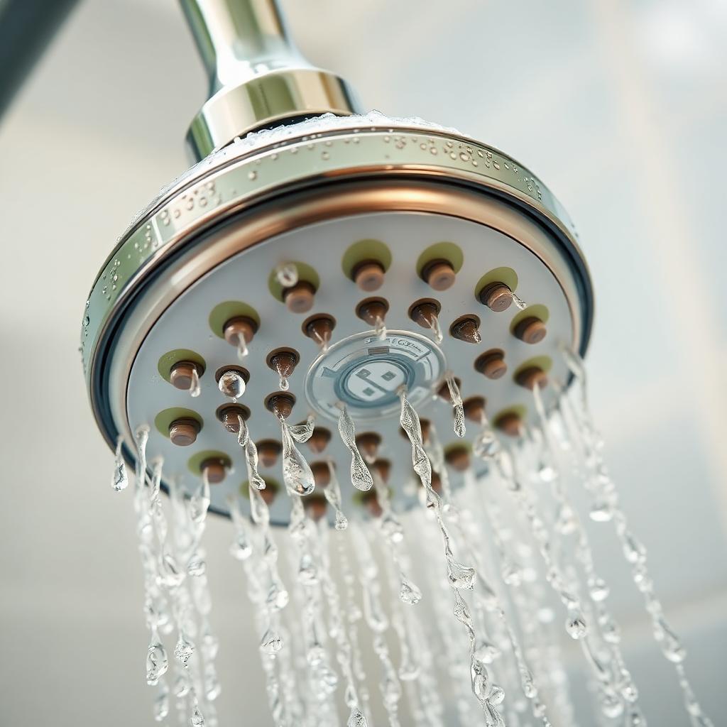 Pomme de douche entartrée par une eau calcaire