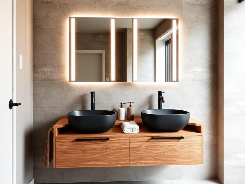 Meuble double vasque et miroir — après rénovation